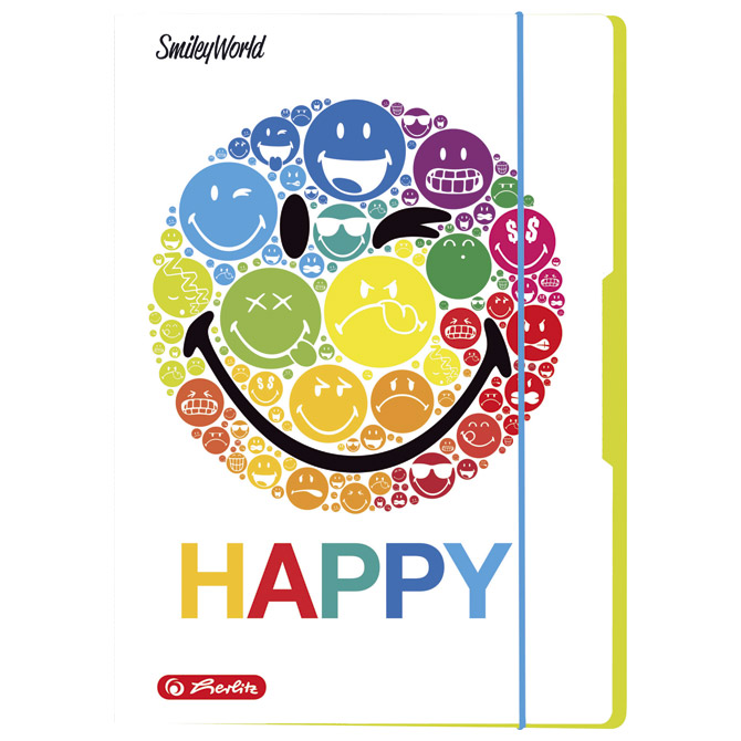 Fascikl klapa s gumicom karton A4 Smiley Rainbow Herlitz 50001675!!