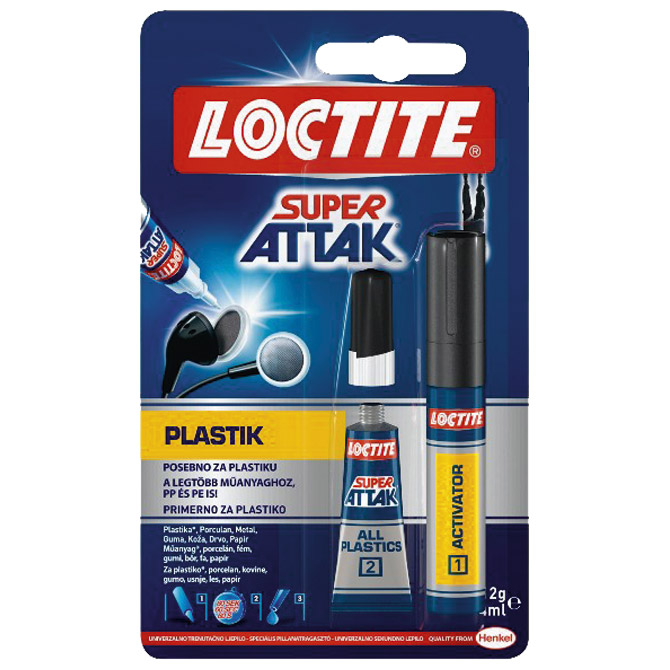 Ljepilo trenutačno  2g plastik+4ml Loctite Super Attak Henkel 1293255 blister!!