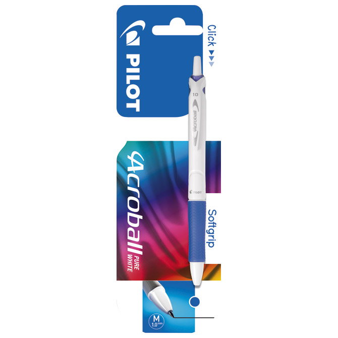 Olovka kemijska Acroball Pure White Begreen Pilot plava blister!!