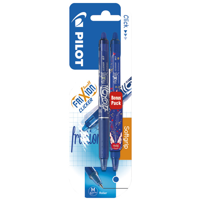 Roler gel 0,7mm Frixion Clicker piši-briši pk2 limited edition Pilot plavi blister!!