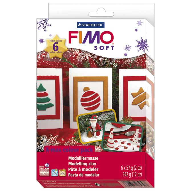 Set za modeliranje soft Xmas Fimo Staedtler 8023 08P+Gratis kalup Božić!!