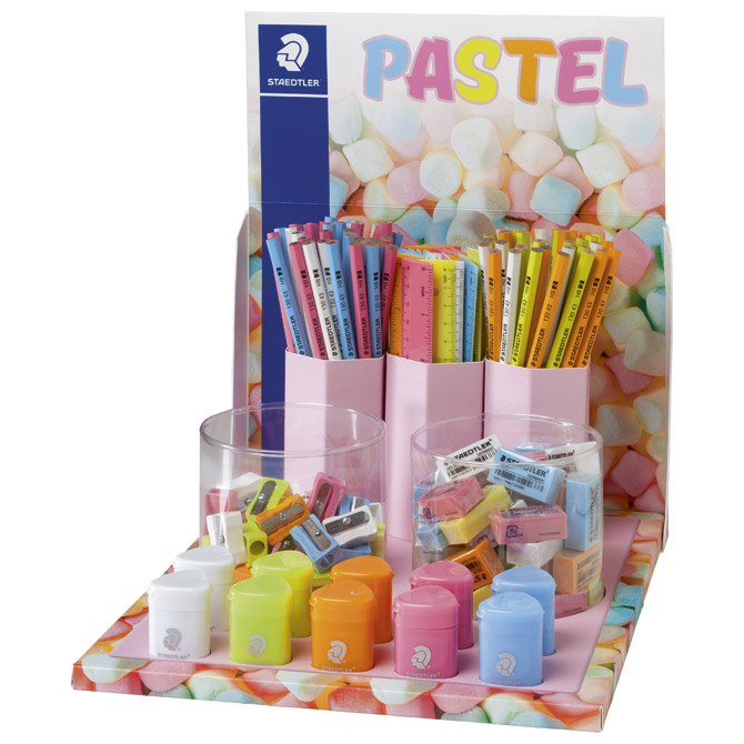 Stalak s olovkama grafitnim+gumice+šiljila+ravnala Pastel Line Staedtler 13043SCA!!