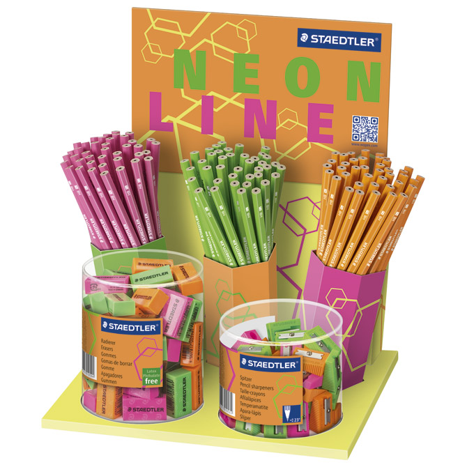 Stalak s olovkama grafitnim Wopex Neon pk120+60gumica+60šiljila Staedtler 180FSCA!!