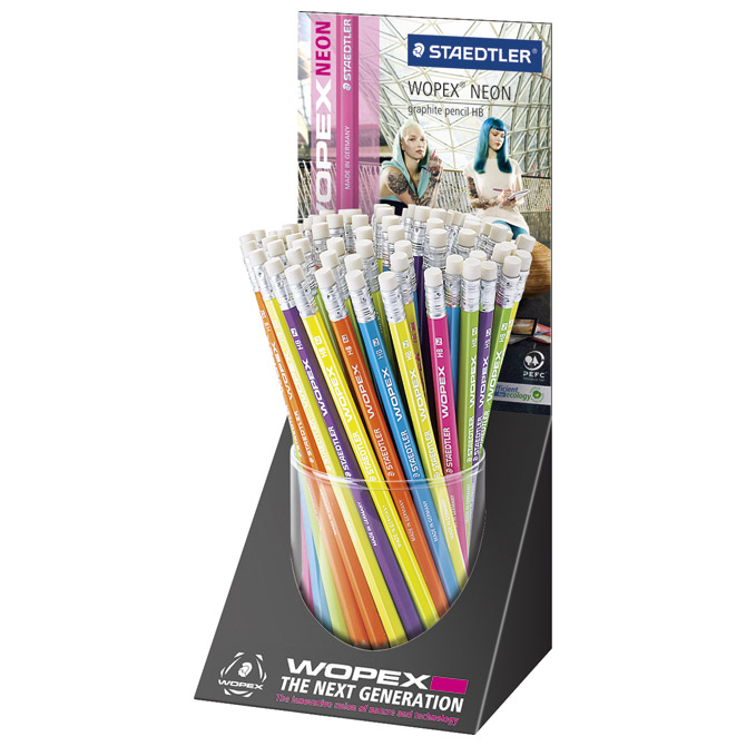 Olovka grafitna HB Wopex Neon sa gumicom u čaši pk72 Staedtler 182F KP72!!