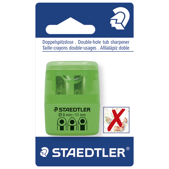 Šiljilo pvc s pvc kutijom 2rupe Staedtler 51260F50BK neon zeleno blister!!