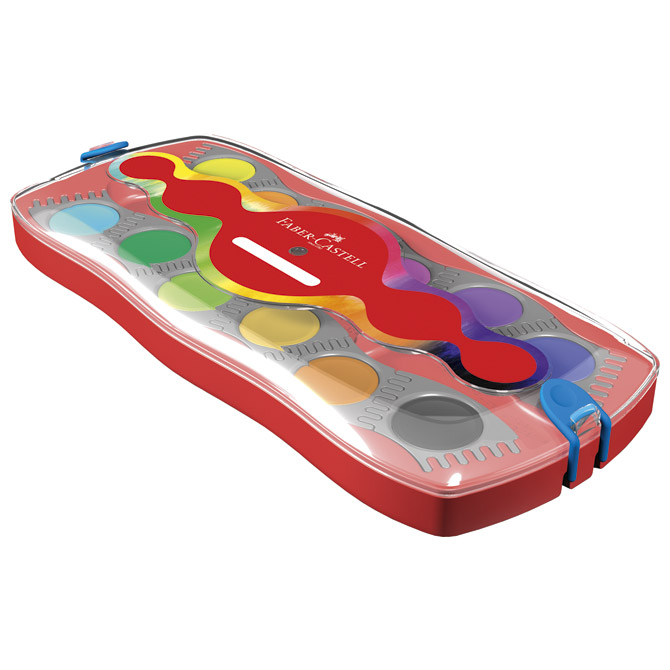 Boja vodena fi 24mm 12boja+kist+bijela tempera Connector Faber-Castell 125023 crvena kutija!!