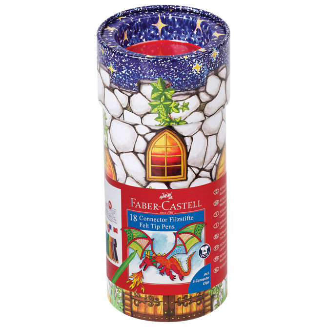 Flomaster školski  18boja u metalnoj kutiji Connector Castle Faber-Castell 155518!!