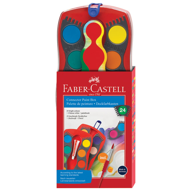 Boja vodena fi 24mm 24boje+kist+bijela tempera Connector Faber-Castell 125029!!