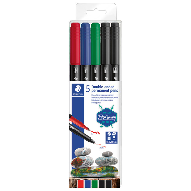 Marker permanentni obostrani 4+1boja Design Journey Staedtler 3187 TB5 blister!!