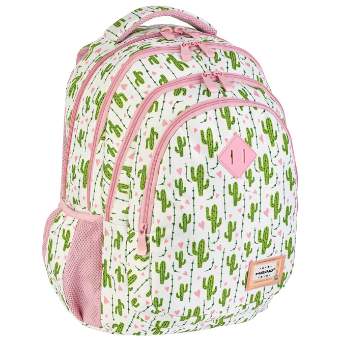 Ruksak školski-notebook anatomski Cactus Head 502019071 bijelo/rozo/zeleni!!