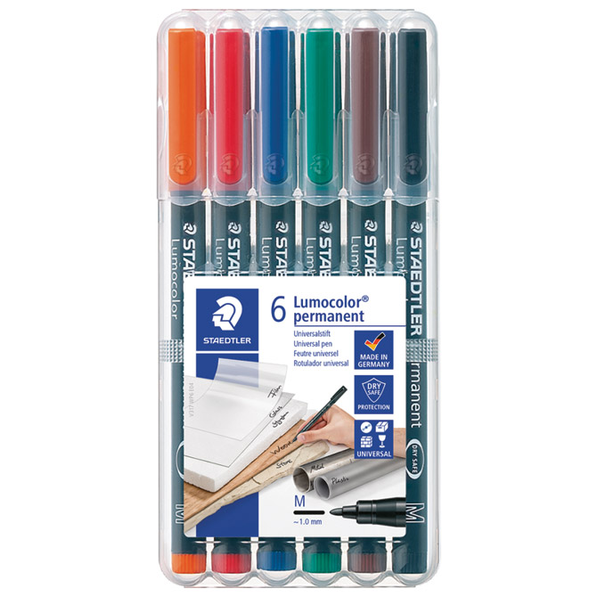 Marker permanentni 1 mm pk6 reciklirani Lumocolor Staedtler 317 WP6!!