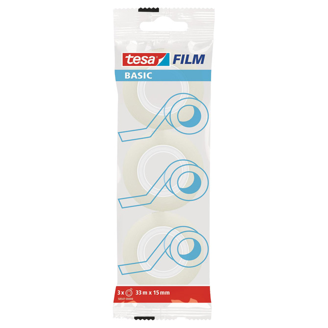 Traka ljepljiva nevidljiva 15mm/33m pk3 Tesafilm Basic Tesa 58547 prozirna blister