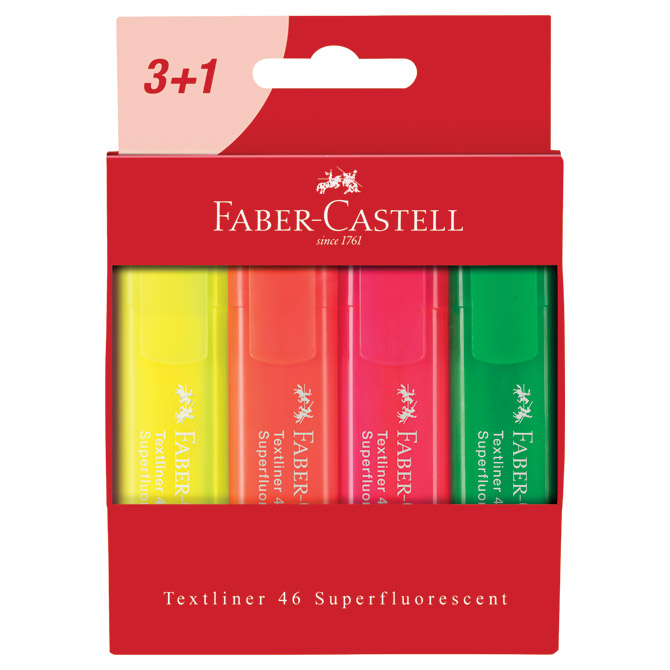 Signir 1-5 mm 46 Superfluorescent kartonska kutija Faber-Castell 254604/4boje blister!!