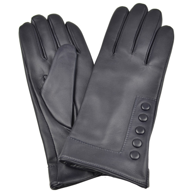 Rukavice kožne ženske gumbići Galko 71-0075-R04 plave L!!