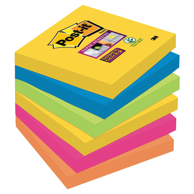 Blok samoljepljiv  76x76mm 6x 90L Post-it Super Sticky Rio 3M.654-6SS-RIO!!