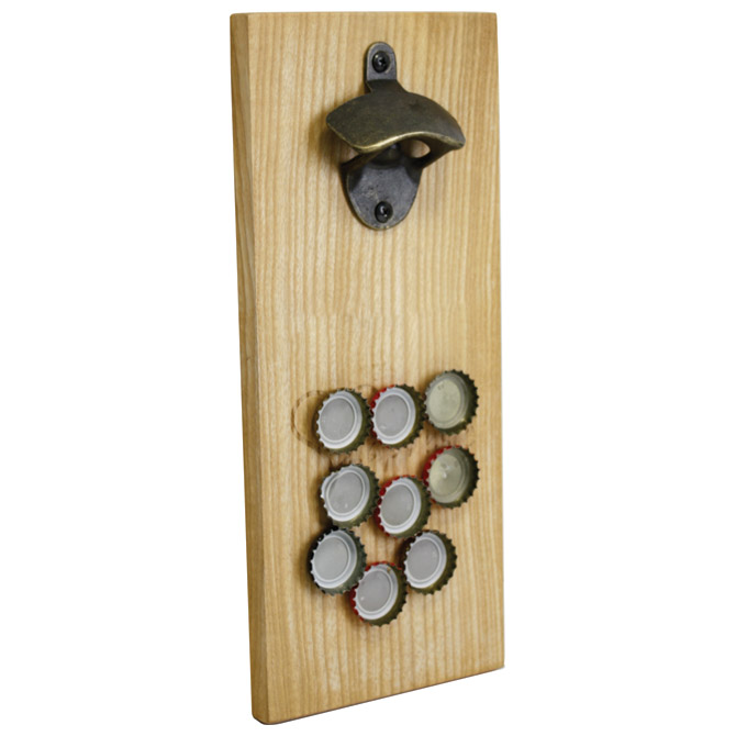 Otvarač za bocu metalni na drvenom postolju!!