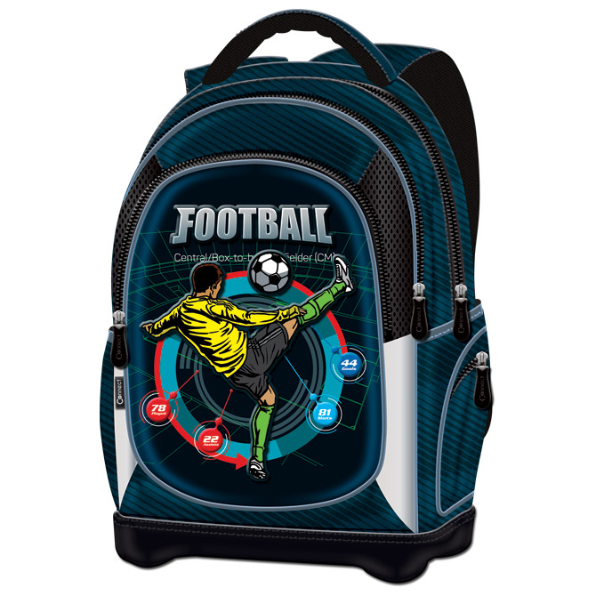 Ruksak školski anatomski lagan Football Player Connect crno-plava petrolej!!