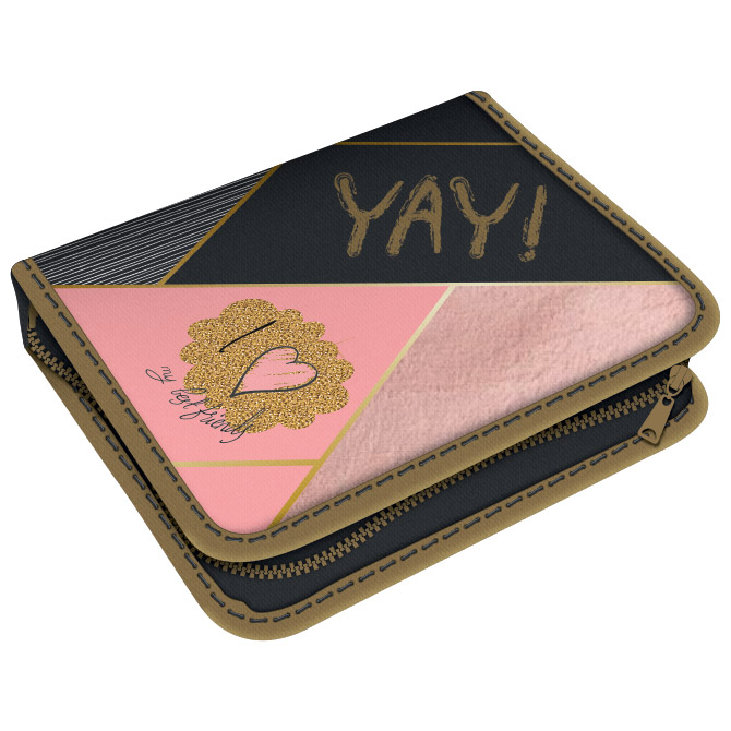 Pernica puna 1zip 2preklopa YAY 1A Connect sivo-pastelroza