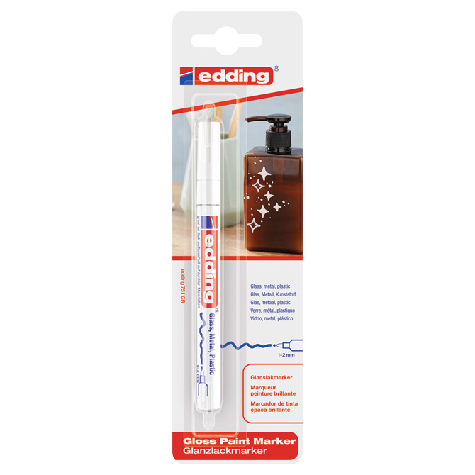 Marker permanentni sjajni lakirajući 1-2 mm Edding 751/1 bijeli blister