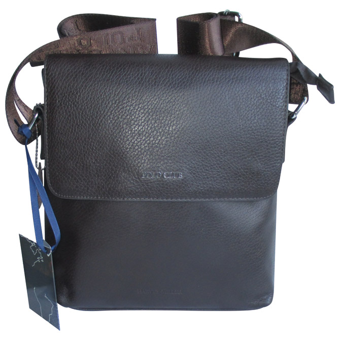 Torba kožna unisex (na rame) 24x26cm Polo Club Harvey Miller 30328 tamno smeđa!!