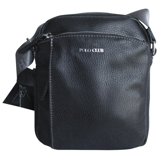 Torba kožna unisex (na rame) 19,5x24cm Polo Club Harvey Miller 30327 crna