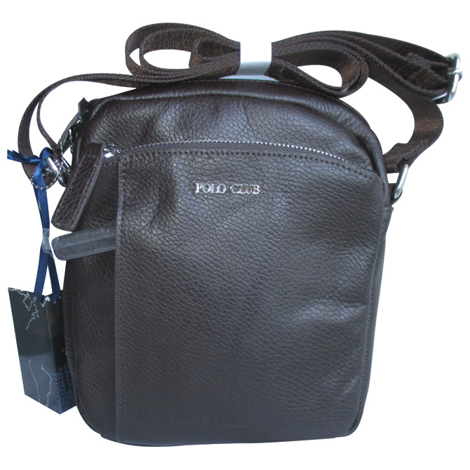 Torba kožna unisex (na rame) 19,5x24cm Polo Club Harvey Miller 30327 tamno smeđa!!