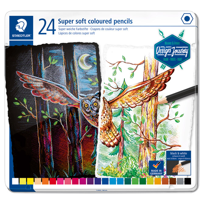 Boje drvene  24boje Super Soft Design Journey Staedtler 149C M24+GRATIS kolaž-blok A4 10 listova crni!!