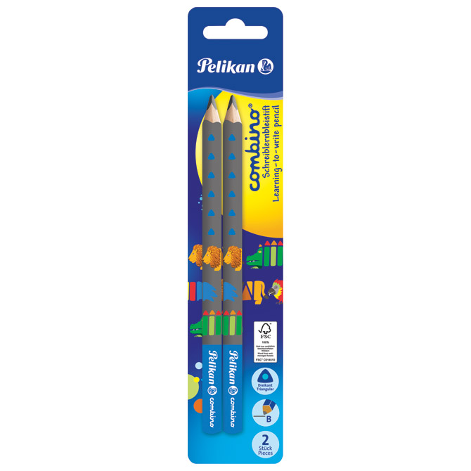Olovka grafitna B Combino pk2 Pelikan 811187 siva/plava blister!!