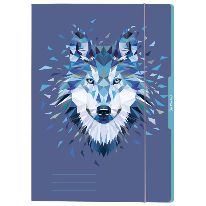 Fascikl klapa s gumicom karton A4 Wild Animals vuk Herlitz 50027972!!