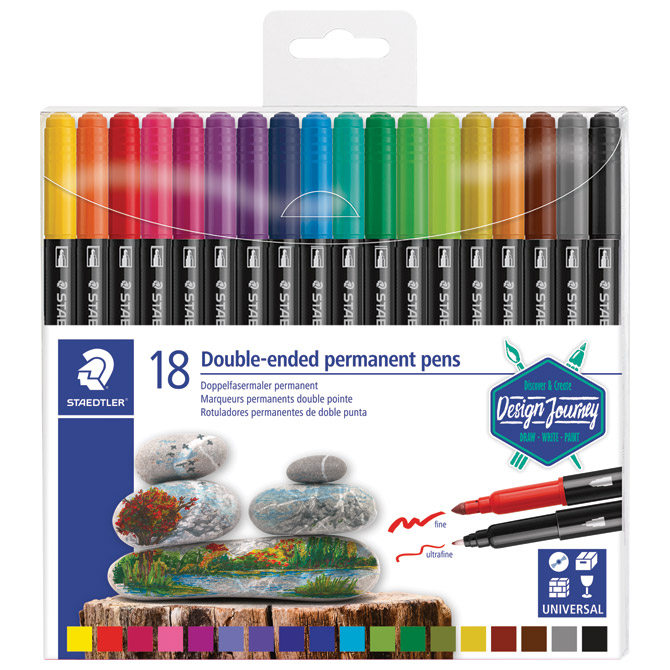 Marker permanentni obostrani 18boja Design Journey Staedtler 3187 TB18 blister