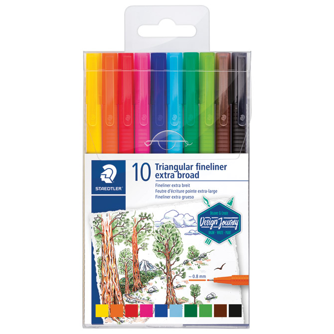 Flomaster broadliner 0,8mm 10boja triplus Design Journey Staedtler 338 TB10-C!!