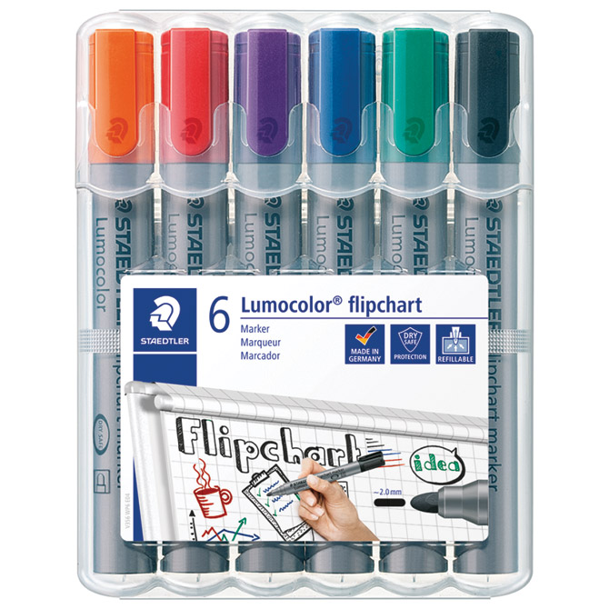 Marker Flipchart 2 mm pk6 reciklirani Lumocolor Staedtler 356 WP6 sortirano