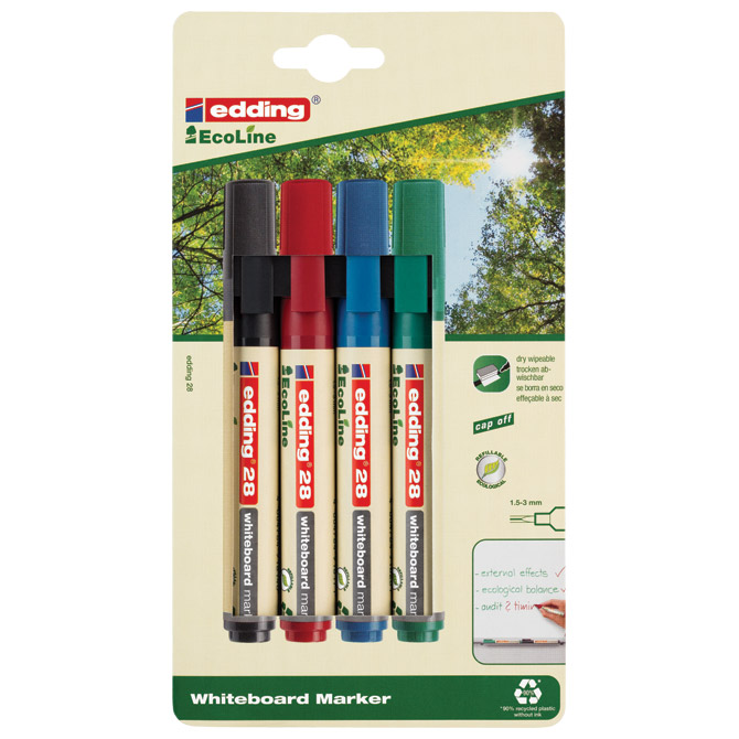 Marker za bijelu ploču 1,5-3 mm EcoLine Edding 28 4boje blister