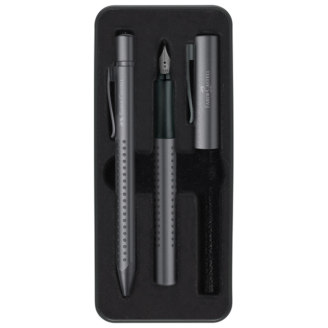 Garnitura olovka kemijska+nalivpero Grip 2011 Edition Faber-Castell 201526 mat antracit!!