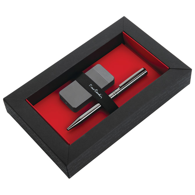 Set upaljač elektronski Electric punjiv na USB+olovka kemijska Espace Pierre Cardin B3501300IP3 tamno sivi