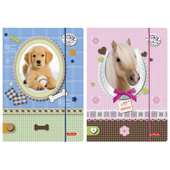 Fascikl klapa s gumicom karton lak A4 Pretty pets Herlitz 10671329!!