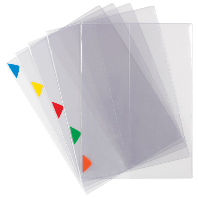 Fascikl preklopni A4+ 200my pvc pk5 Tarifold(Djois) 511559 (unut.džep+oznake u boji) prozirni!!