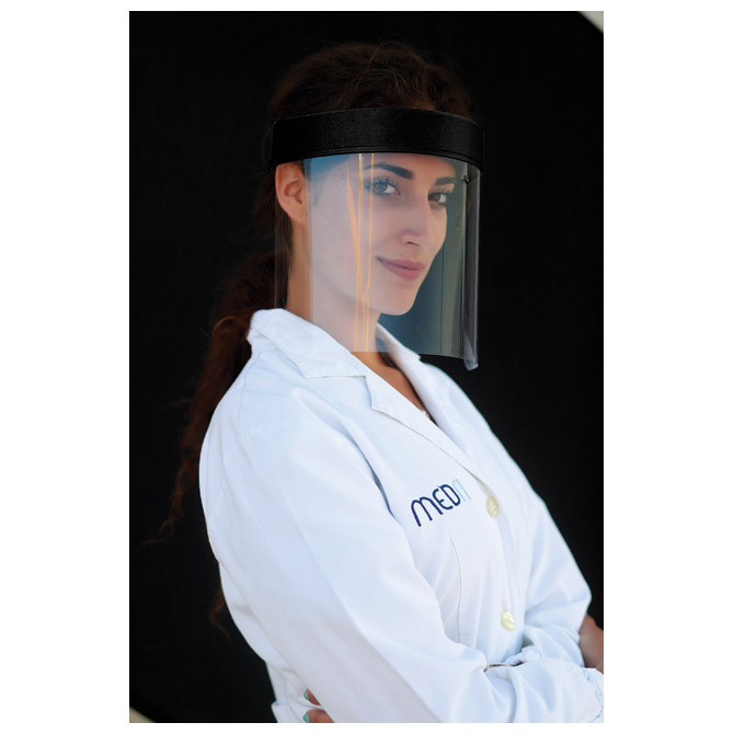 Vizir zaštitni/maska 20x30cm na čičak Erah smeđi/prozirni