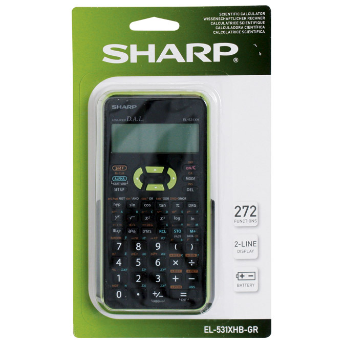 Kalkulator tehnički 10+2mjesta 272 funkcije Sharp EL-531XHBGR zeleni!!