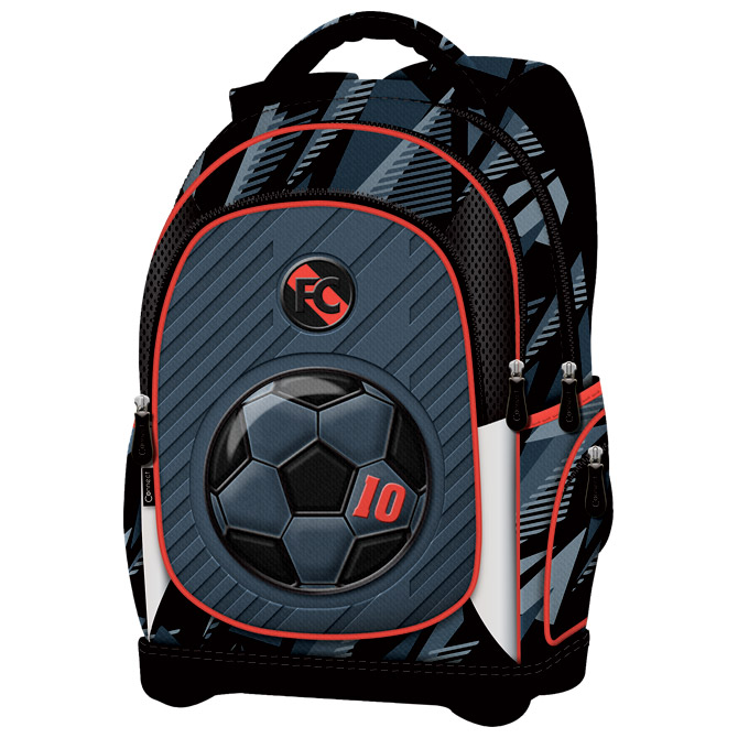 Ruksak školski anatomski lagan Football Team Connect crno-sivo-crveni!!