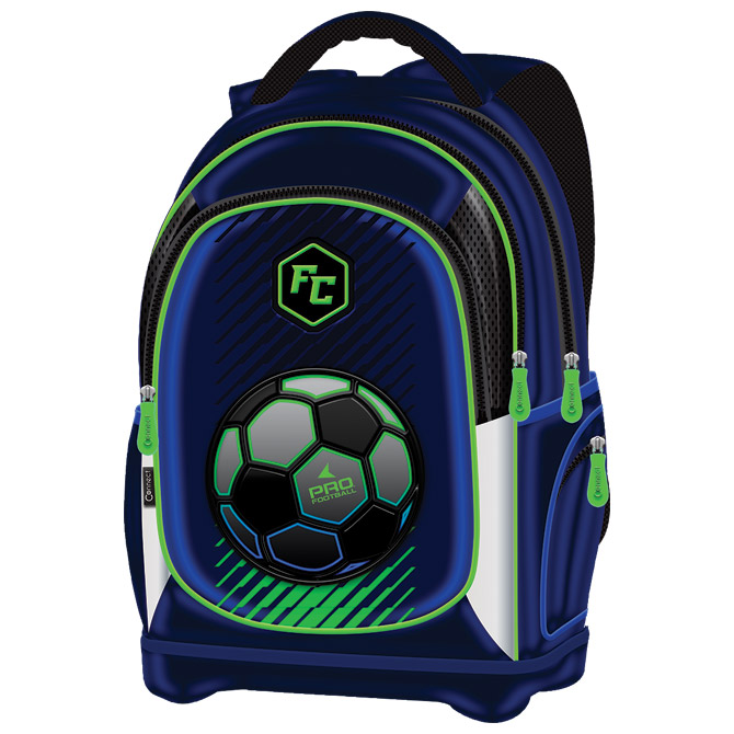 Ruksak školski anatomski lagan Pro Football Connect plavo-fluo zeleni