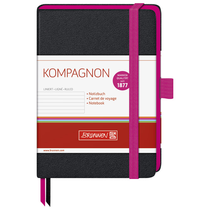 Notes A6 crte 96L 80g s gumicom Kompagnon Trend Brunnen 10-55717 26 crno/pink!!