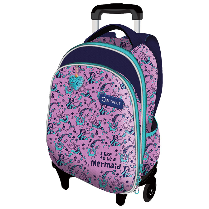 Ruksak školski s kotačićima XT Mermaid Connect lila-tirkiz