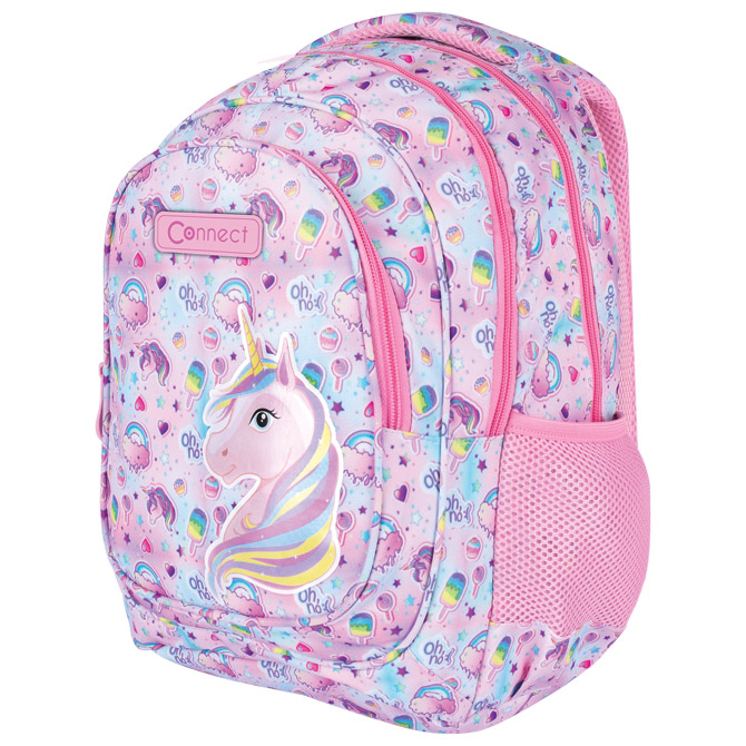 Ruksak školski anatomski Unicorn Connect rozi