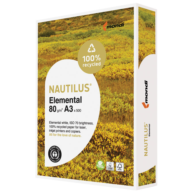 Papir ILK Nautilus A3 80g reciklirani Elemental pk500 Mondi bjelina ivory
