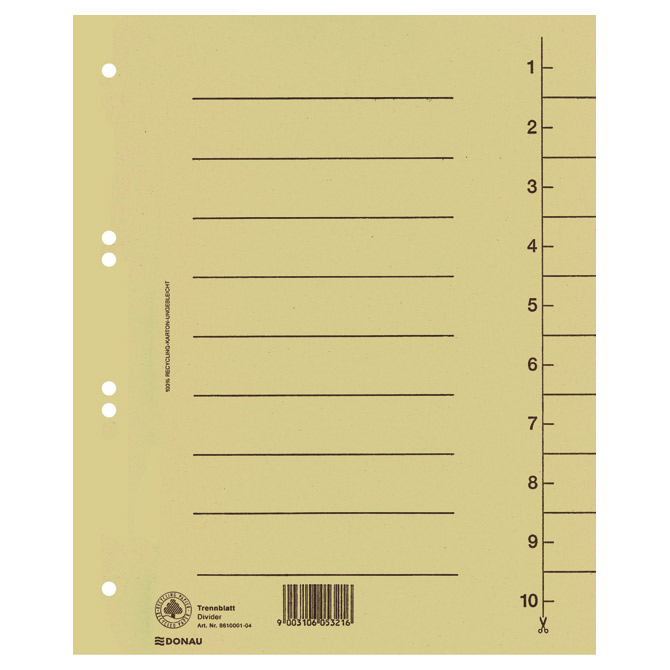 Pregrada kartonska A4 250g Donau 8610001-25 krem