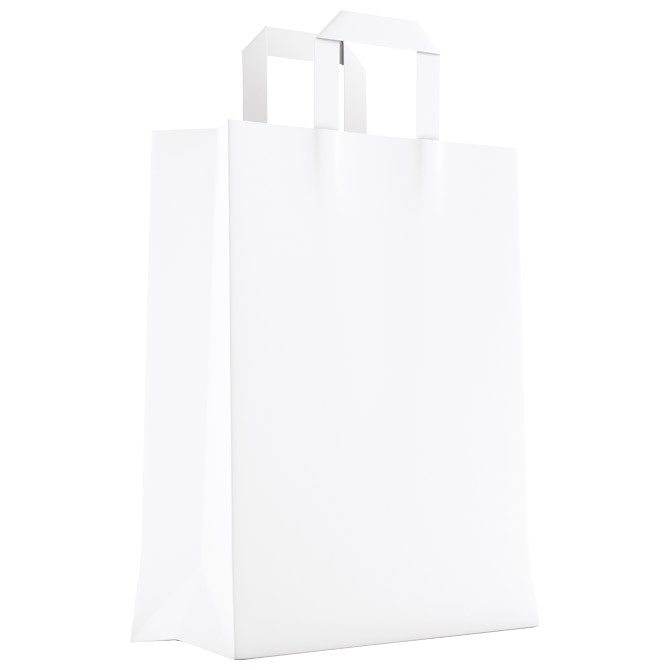 Vrećice ukrasne natron 22x36x11 cm ravna ručka pk50 Duga bijele