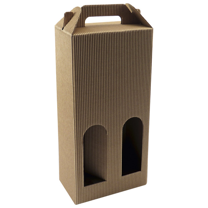 Kutija za boce 2/1 natron rebrasta 15,6x36x8,7 pk10 smeđa