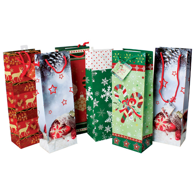 Vrećice ukrasne-boca 13x36x9cm novogodišnje 04PV11150!!