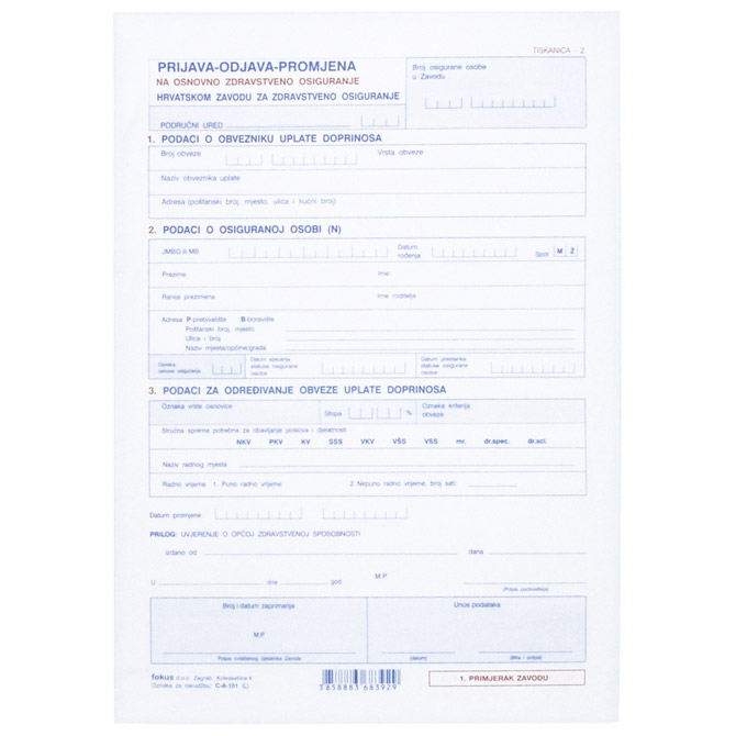 Obrazac C-A-101 tiskanica 2 Fokus